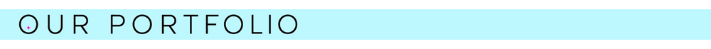 A light blue horizontal banner with the text 'OUR PORTFOLIO' in black capital letters on a white background.